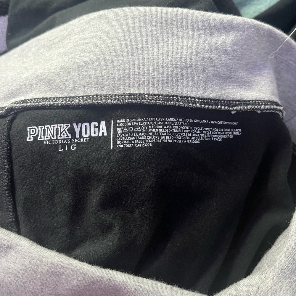 Black fold over leggings. Neon Green/Yellow Lettering